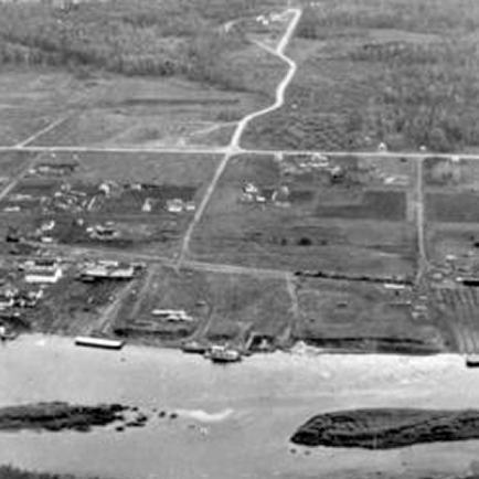 Aerial view of oil sands operations and landscape in Fort McMurray.